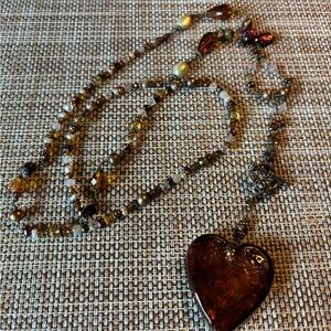 Chic Heart Pendant Beaded Necklace